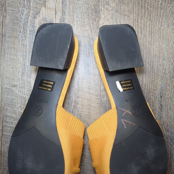 VIVAIA Pointed-Toe Knot Mules Size 40 US 9 Mustard Yellow Low Heel Slip On Yaffa - Picture 12 of 13